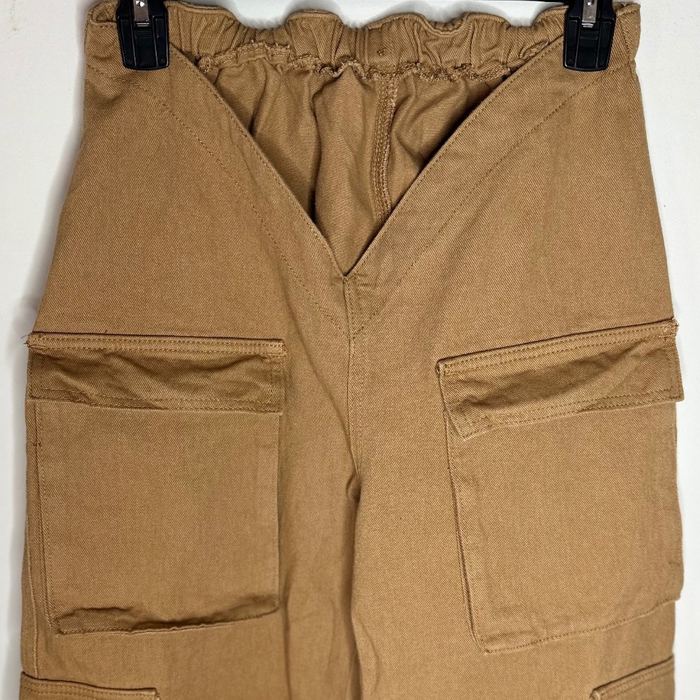 PETITE Khaki Asymmetrical Waist Cargo Jeans